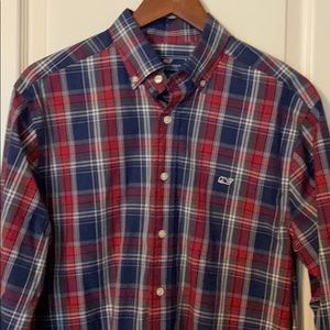 Vineyard Vines NWOT S Classic Tucker Plaid Red Blu